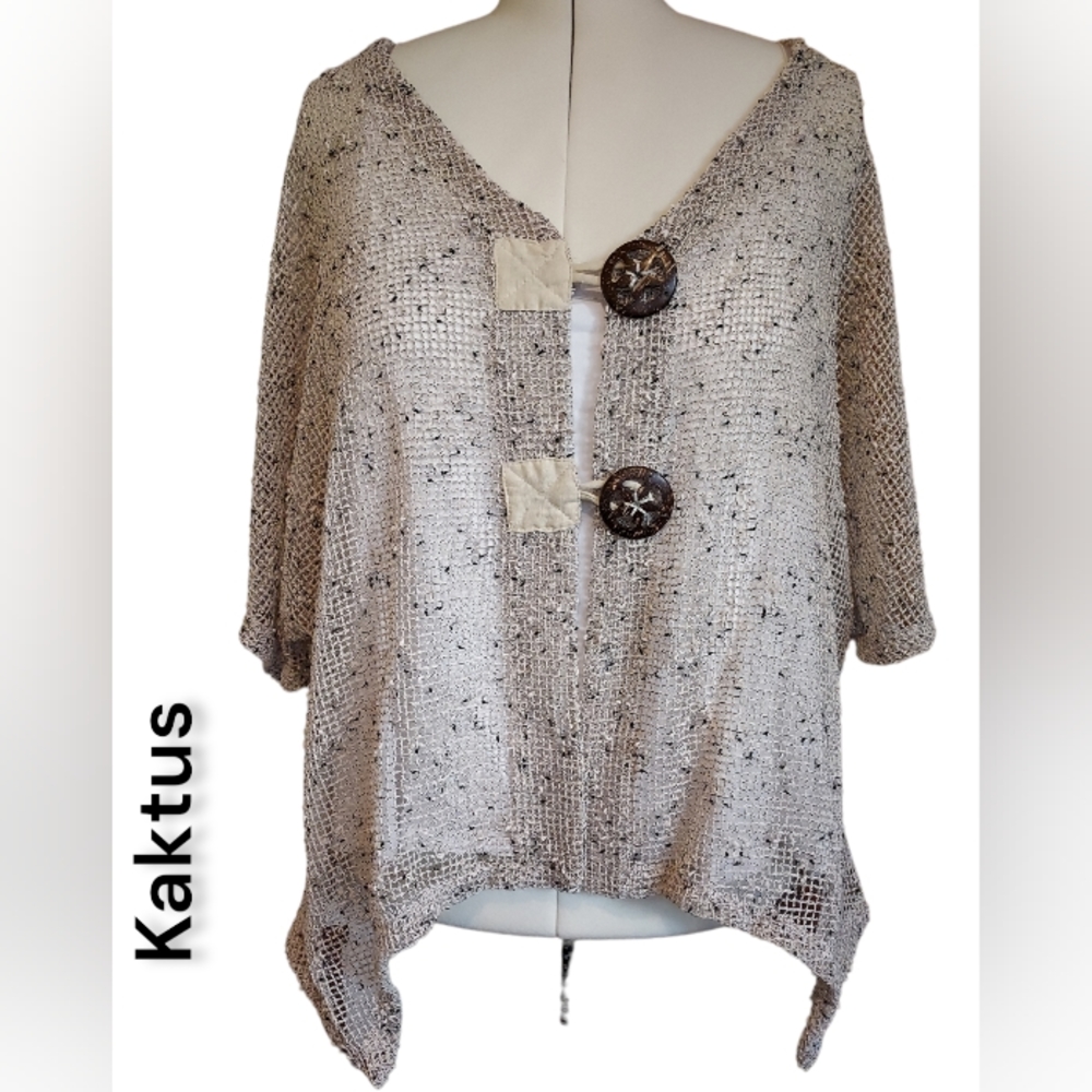 NWOT open-weave, short-sleeved cardigan by Kaktus, women's size 3X.